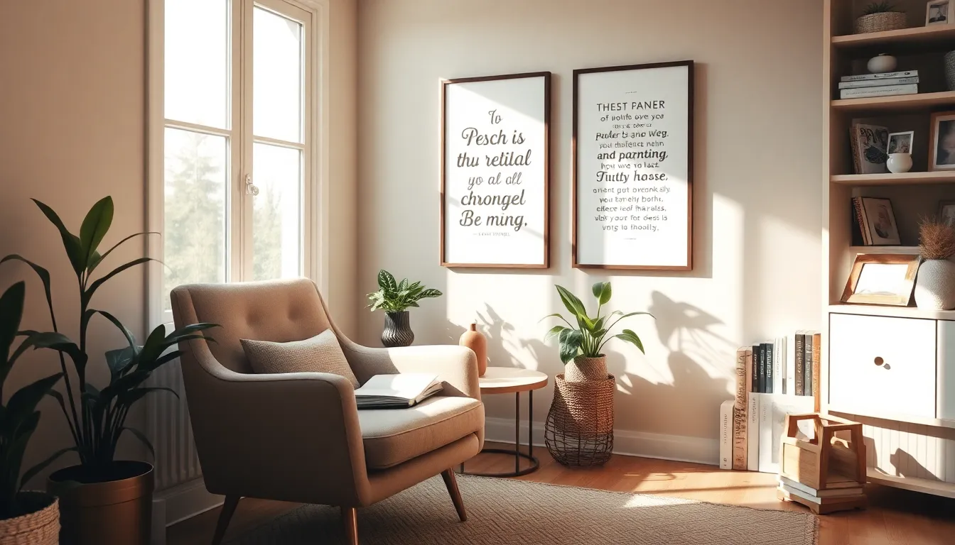 cozy reading nook with inspirational quotes for single parents.